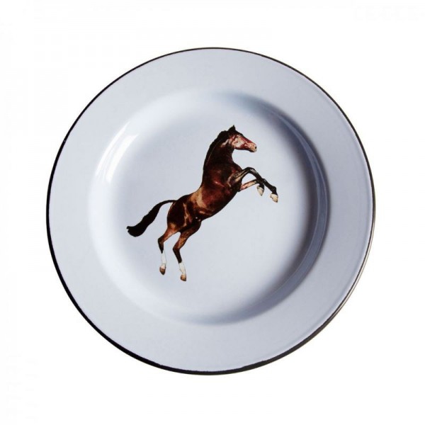 piatto in metallo smaltato cavallo toiletpaper