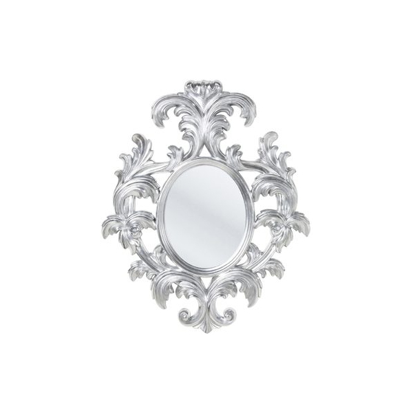 specchio barocco ovale foglia argento
