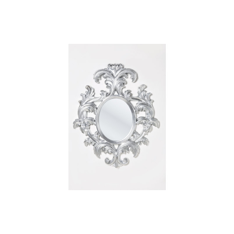 specchio barocco ovale foglia argento