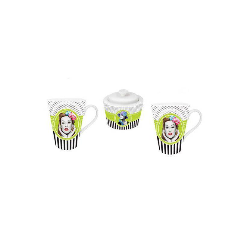 set 2 mugs + zuccheriera  verde