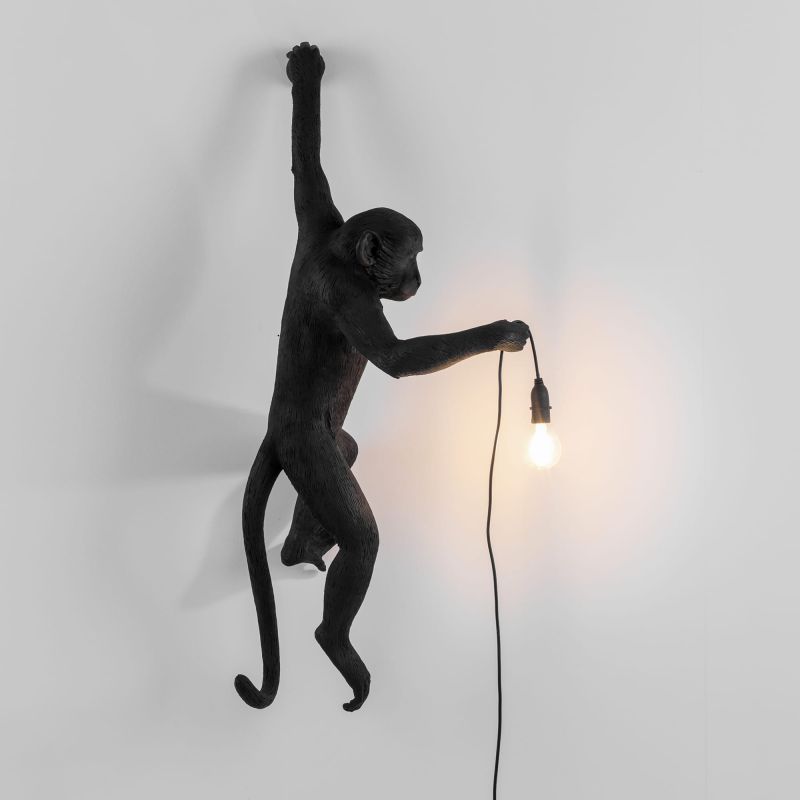 Lampada da muro mano sinistra da esterno nera monkey lamp