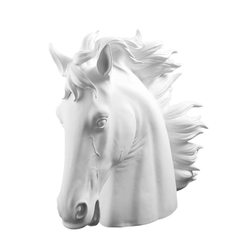 Scultura testa di cavallo bianca