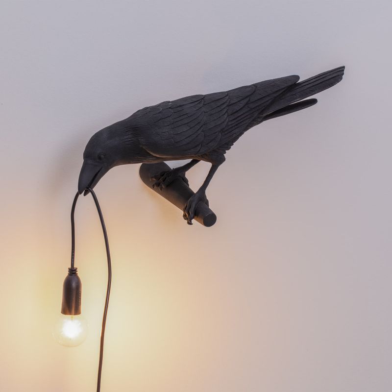 Lampada da muro nera uccello bird lamp