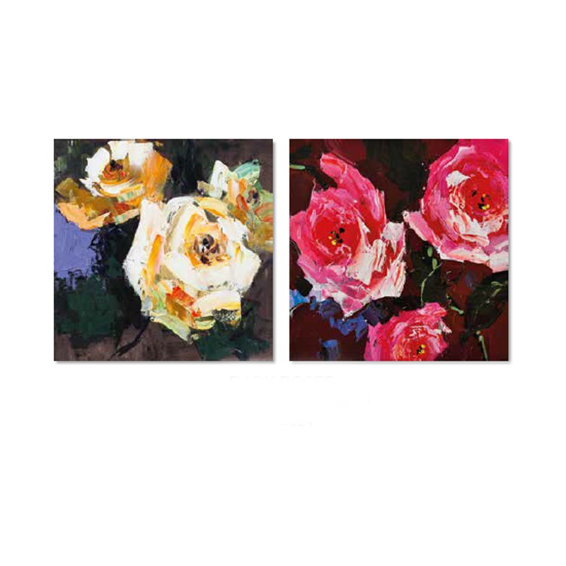 Set 2 quadri dark roses 40cm
