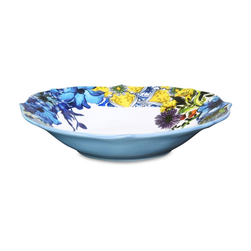 Set 18 piatti in porcellana fiori blu