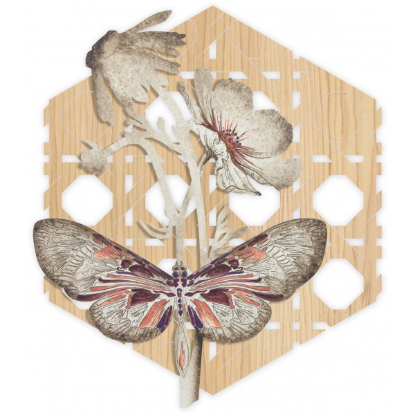 pannello decorativo intagliato farfalle 55x60cm