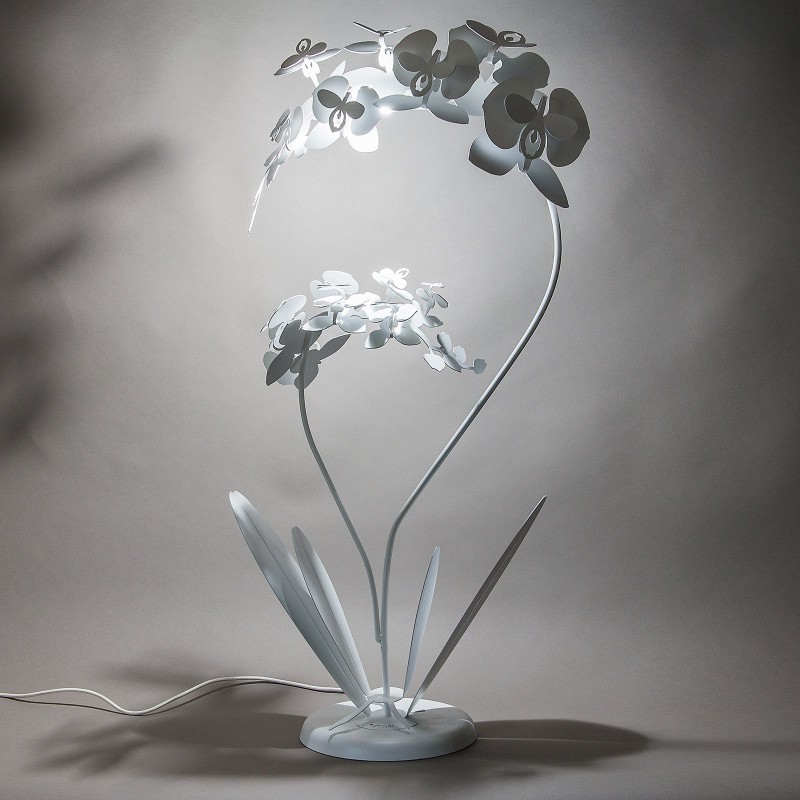 lampada orchidea 2 fiori bianco 55cm
