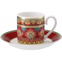 Set 6 tazze caffè con piattino rosse Samarkand