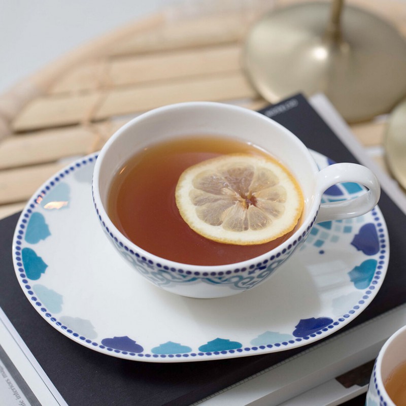 Set 6 tazze tè con piattino, teiera e zuccheriera Medina