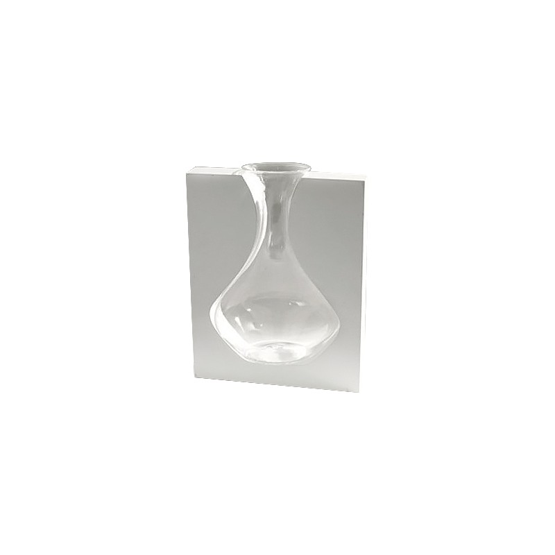 vaso in legno e vetro misura  cm 28 h